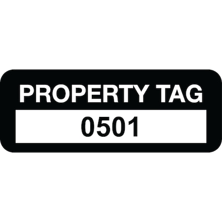 Lustre-Cal Property ID Label PROPERTY TAG Polyester Black 2in x 0.75in Serialized 0501-0600, 100PK 253744Pe1K0501